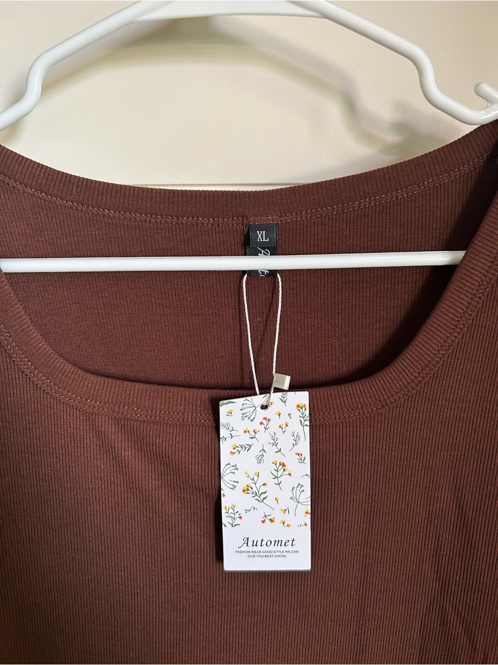 Amazon Women's Brown Long Sleeve Square Neck Top - Picture 3 of 6
